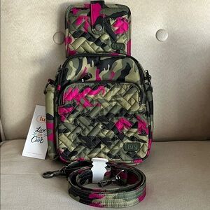 EUC Lug Duo:  Lug Can Can SE Convertible Crossbody Bag & Minuet in Camo Orchid